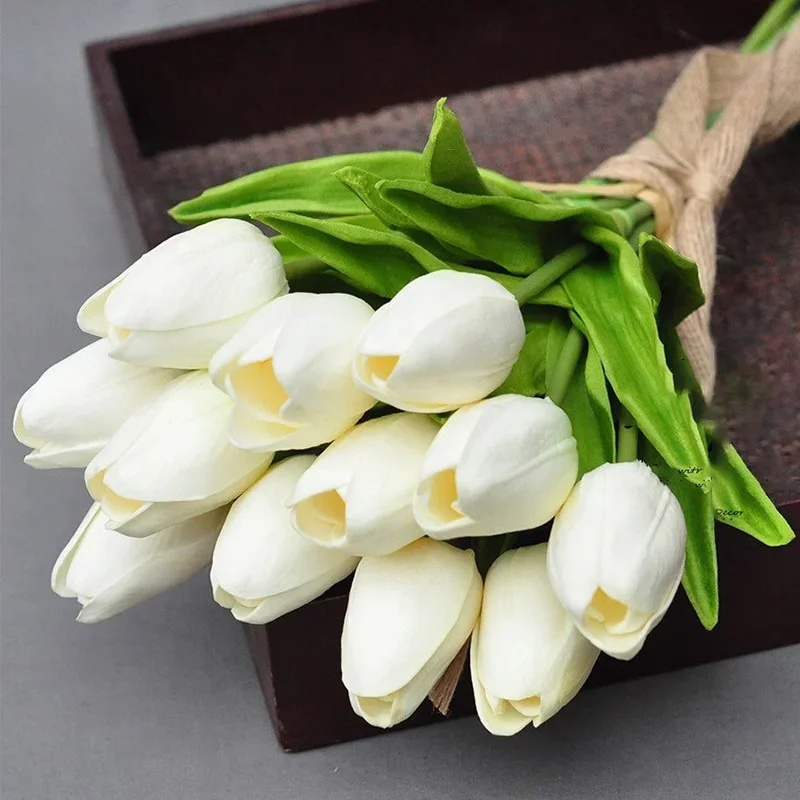 Fake Tulip Flower Bouquet PE Foam Artificial Flowers for Wedding Decoration Home Garden Decor Valentines Mother's Day Flowers