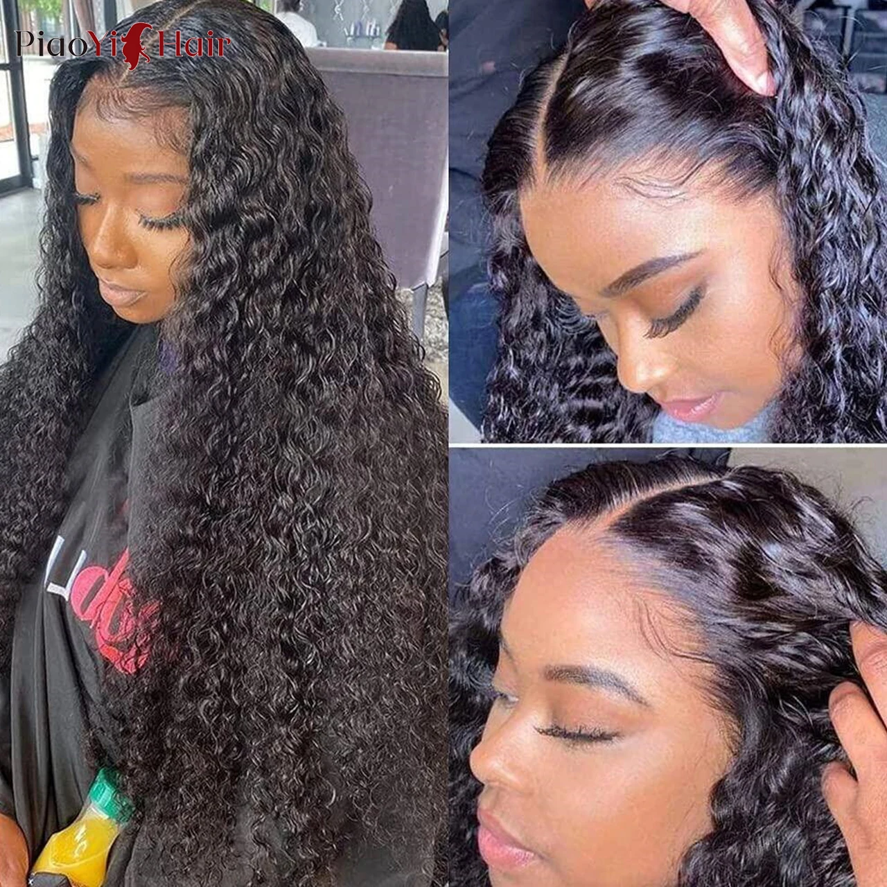 4x4 Lace Closure Deep Wave Transparent HD Lace Closure Kinky Curly Water Wave Lace Closure 100% Remy Human Hair Pre Plucked