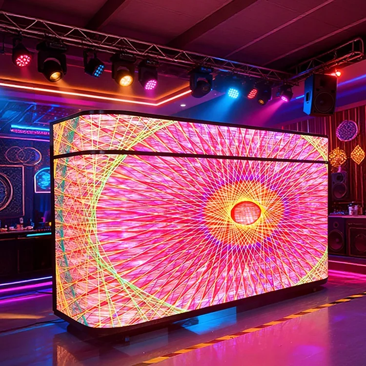 DJ Table Station Display Screen Portable Bar with LED Lights DJ Bar Nightclub Weeding Hotel Market Shop DJ Booth Table