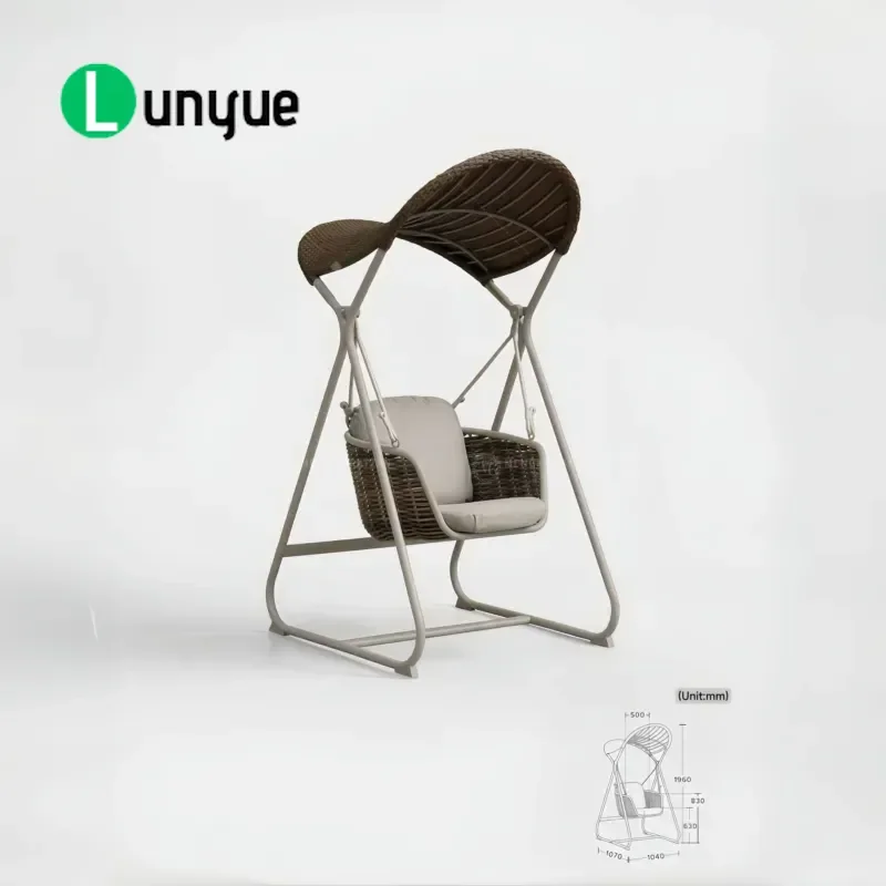 Heavy Duty Rattan Patio Swing Chair Rust Resistant Aluminum Frame All Weather Commercial Grade for Resort Outdoor Garden