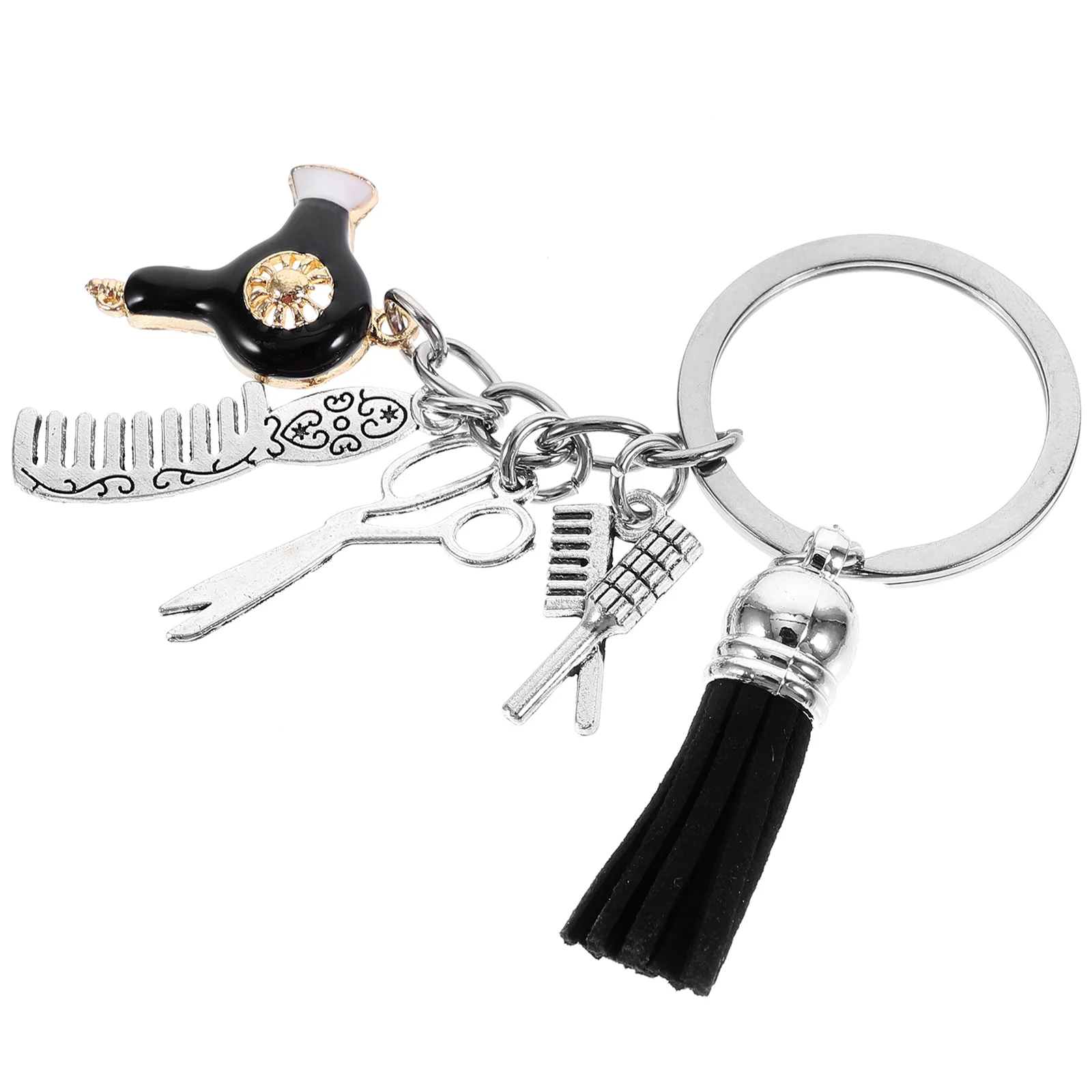 Hair Dryer Pendant Keychain Hairdresser Jewelry Barber Hairdressing Backpack Ring