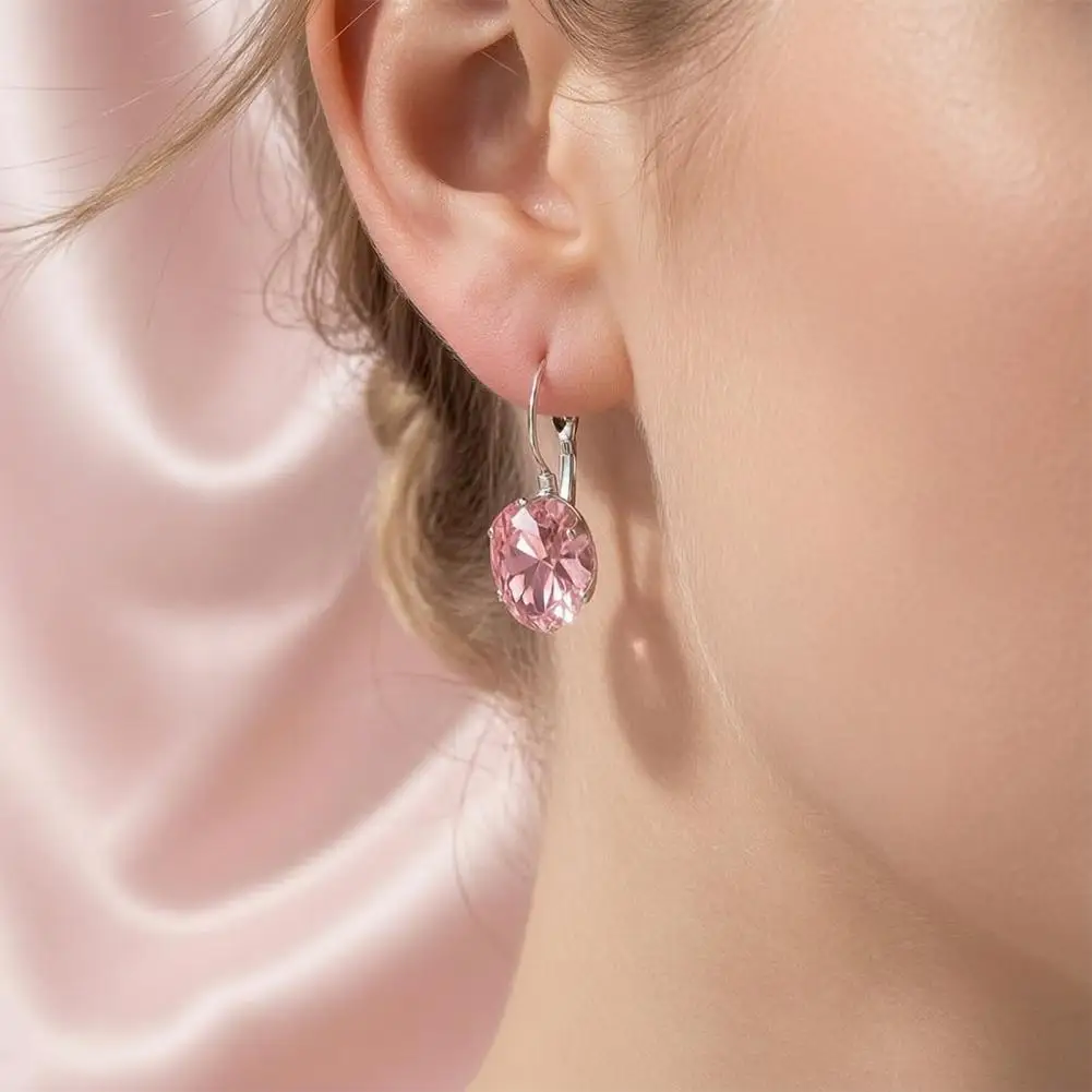 Stylish Ear Accessories for Ladies 1 Pair Cubic Zirconia Drop Earrings Sparkly Rhinestone Hoop Jewelry for Women’s for Women