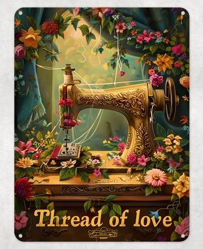 Thread of Love Sewing Metal Poster Wall Tin Sign Man Cave Shed Home Plaque --Tin Sign