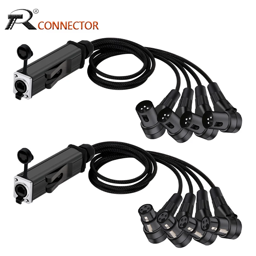 

Right Angle 3Pins XLR Male/Female Audio Extension Cable Splitter to RJ45 CAT5 for Speaker Interface Mixer Signal XLR Connection