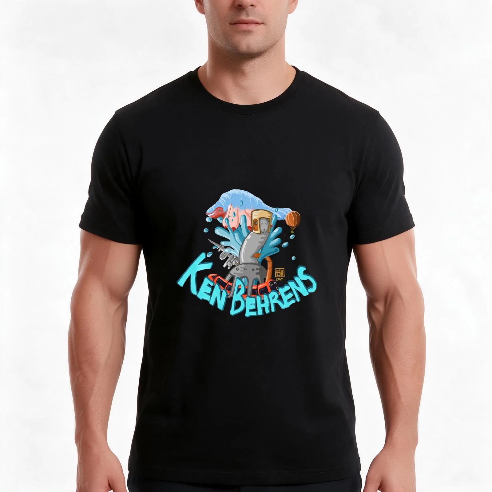 Ken T-Shirt, Summer Casual Cotton Tee, Oversized Streetwear Tops, Vintage Graphic Print, Loose Fit Short Sleeve, 100% Cotton