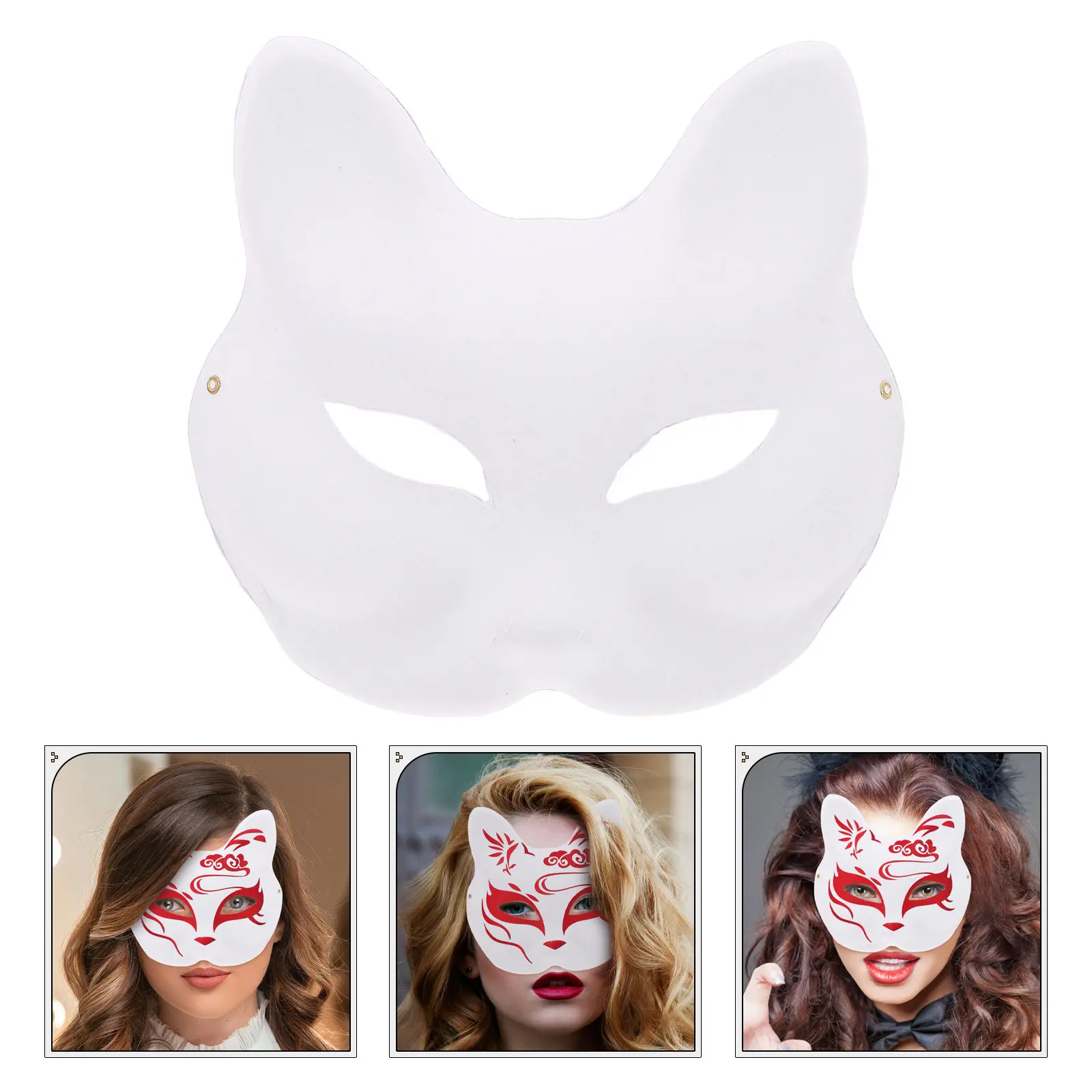 

10 шт. белых заготовок масок лисы, неокрашенные бумажные маски животных для косплея, Хэллоуина, маскарада, костюмированных представлений