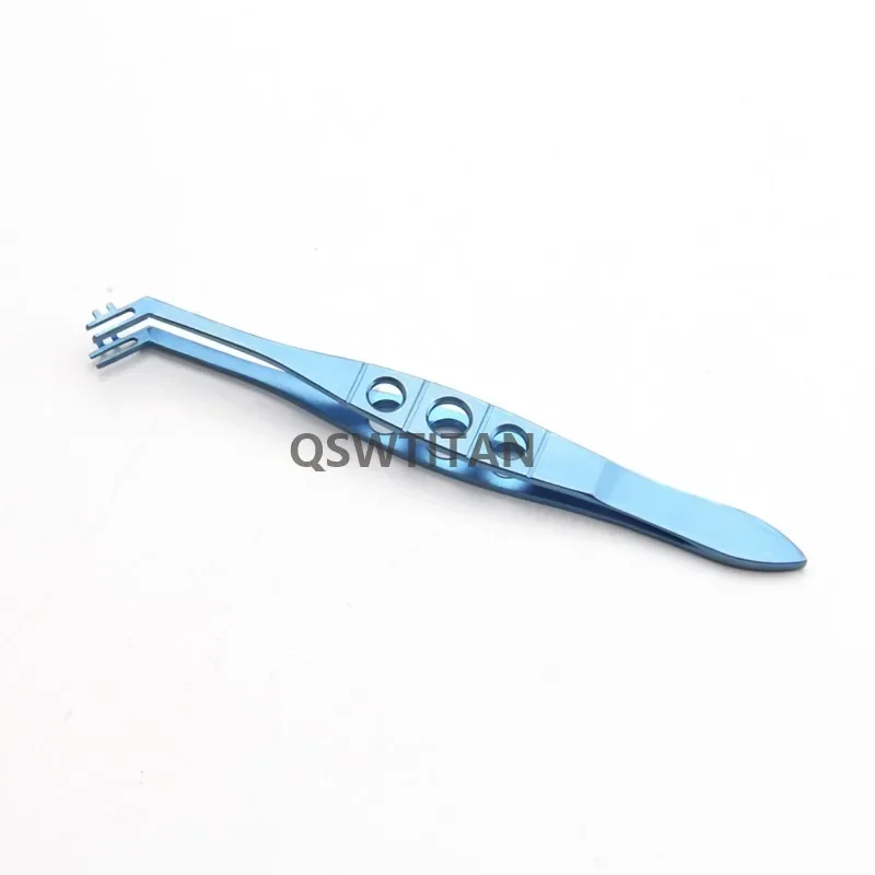 Pinça oftálmica de titânio 110mm, cabo plano, lente dobrável, instrumento cirúrgico oftálmico