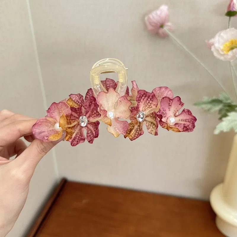 Süße Blume Frauen Haars pangen Temperament Stoff Krabben Haars pange für Mädchen Sommer Haarschmuck koreanische Mode Mädchen Kopfschmuck