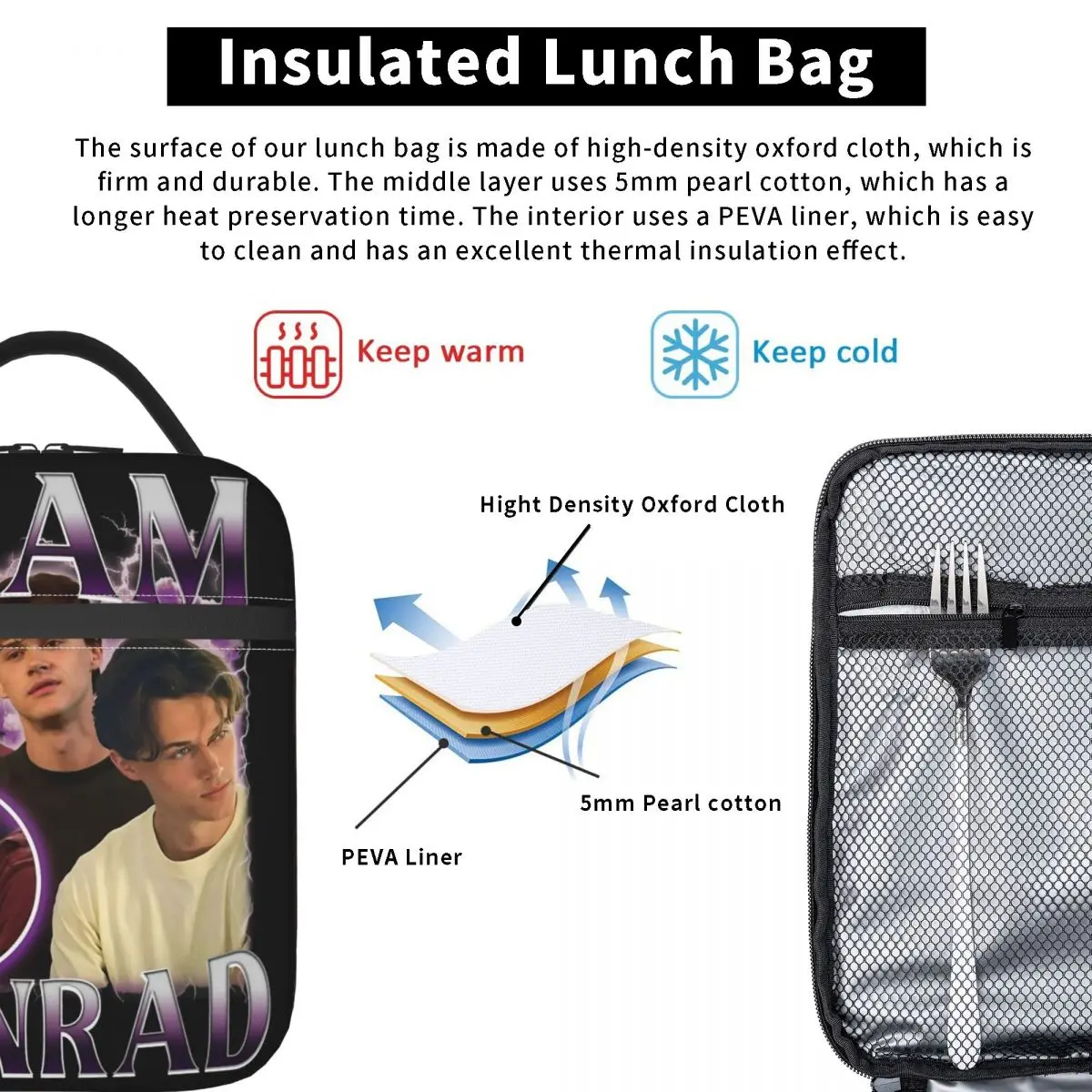 Torba termiczna na lunch Conrad Fisher The Summer I Turned Pretty, izolowana, szczelna, pojemnik na posiłki, torba na jedzenie, torba plażowa