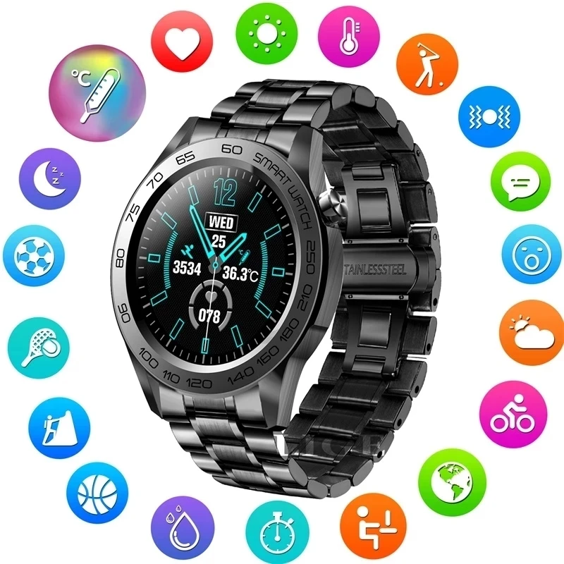 

New Smart Watch GPS Sport track Recording Full Touch Fitness Men and Women Watches Thermometer Heart Rate Monitor Smartwatch