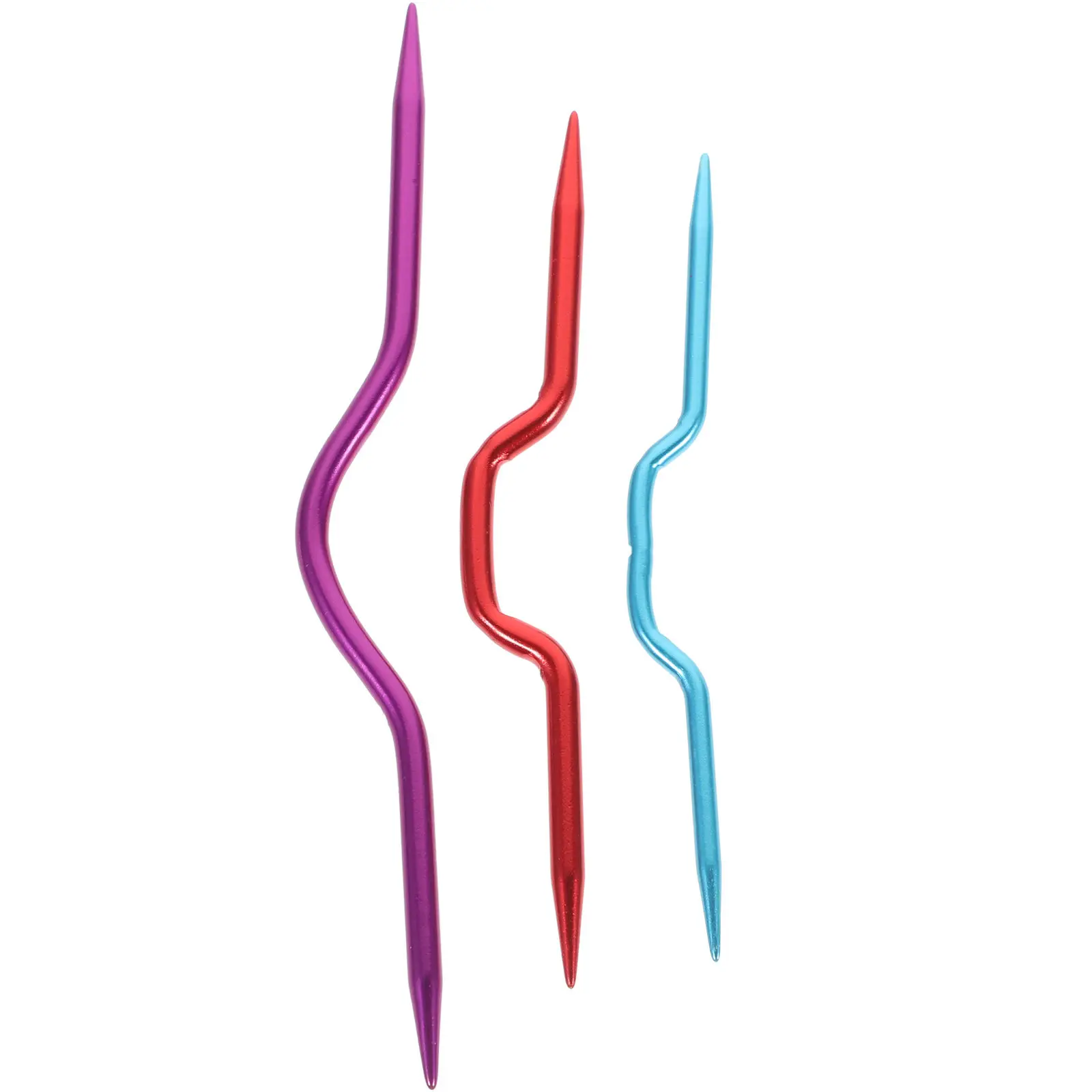 Juego de 3 agujas de tejer curvas con sujetadores de puntadas, herramientas de tejer de larga duración con agarre cómodo, regalo ideal para mamá, tía, para crochet