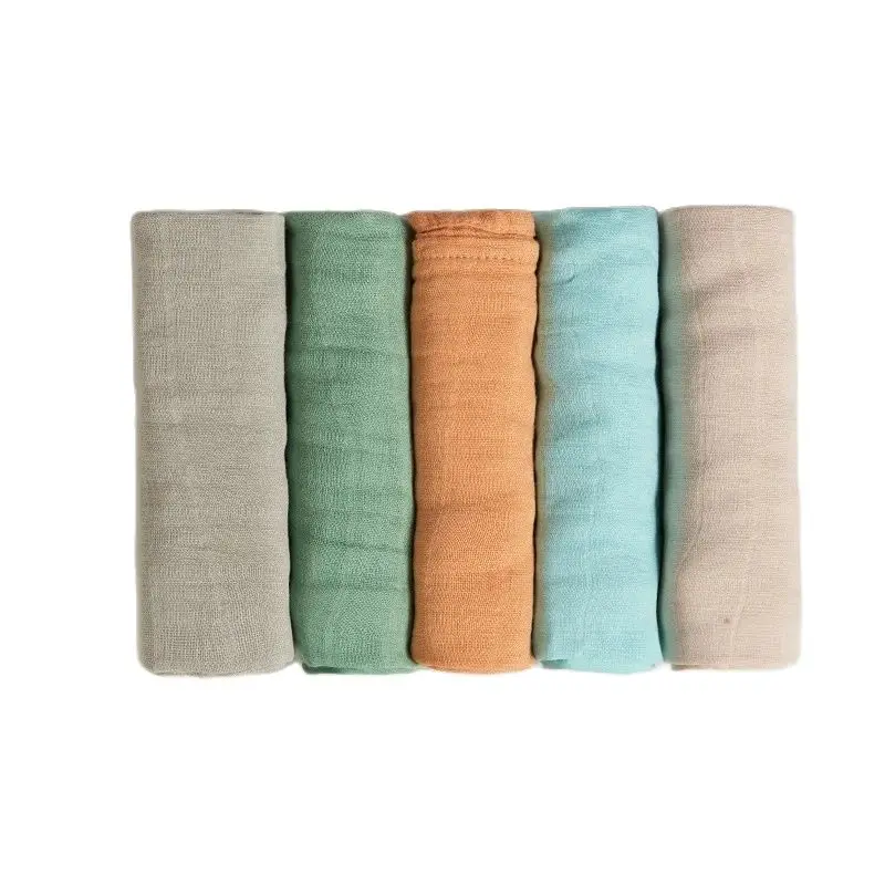 HappyFlute 60*60cm 5Pcs/set Super Soft Muslin Swaddle Feeding Burp Cloth Newborn Soft Bamboo Cotton Baby Face&Hand Wash Wipe