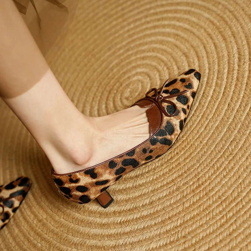 NEW Spring/Autumn Women Pumps Horsehair Shoes for Women Square Toe Kitten Heel Shoes Slip-on Shallow Bow-knot Handmade Shoes