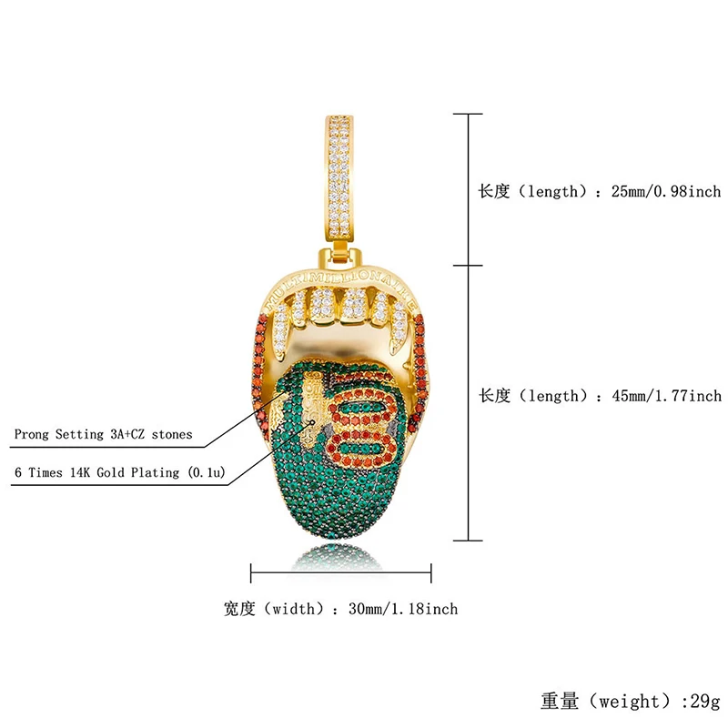 Hip Hop 3A+ CZ Stone Bling Iced Out Protect the Earth Pendants Necklace for Men Rapper Jewelry Gold Silver Color