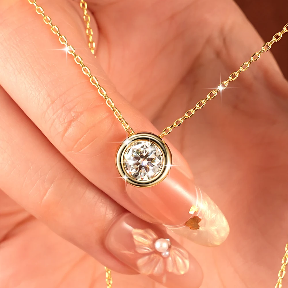 Zertifizierte 4mm-7,5mm Bubble Moissanit Halskette Funkelnder Solitär Labor-Diamant Anhänger Halsketten für Damen Schmuck – Detail 8