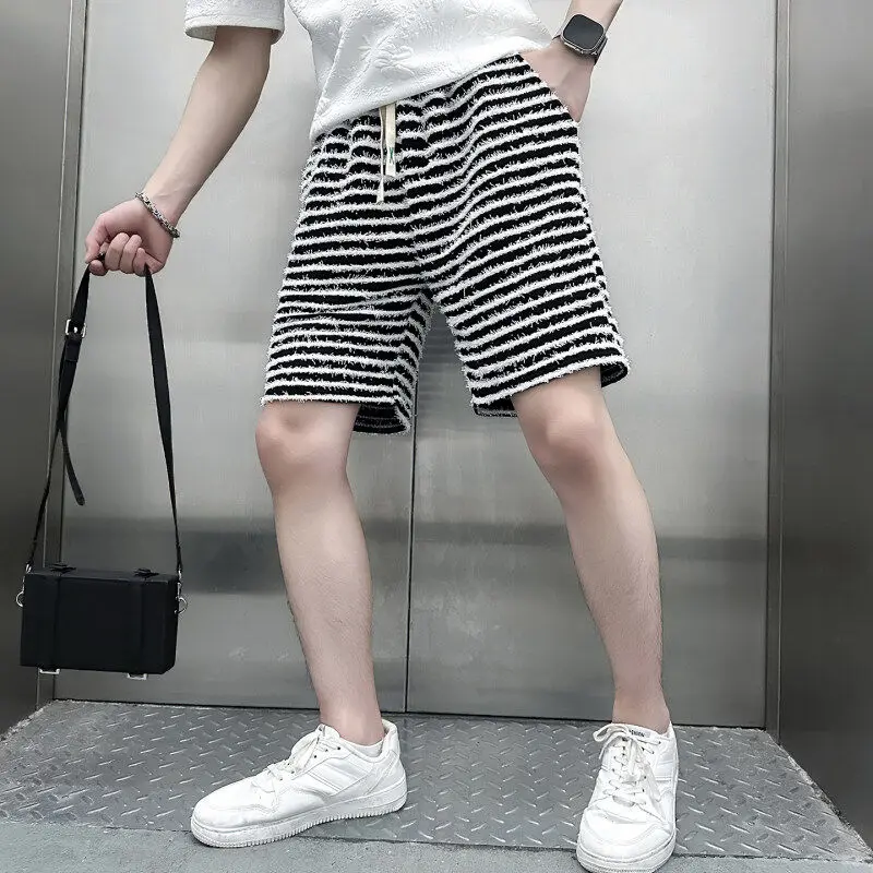 

Повседневные полосатые шорты-бриджи длиной до колена для мужчин и женщин, подходят для невысоких людей, 55 см, размер S, XS