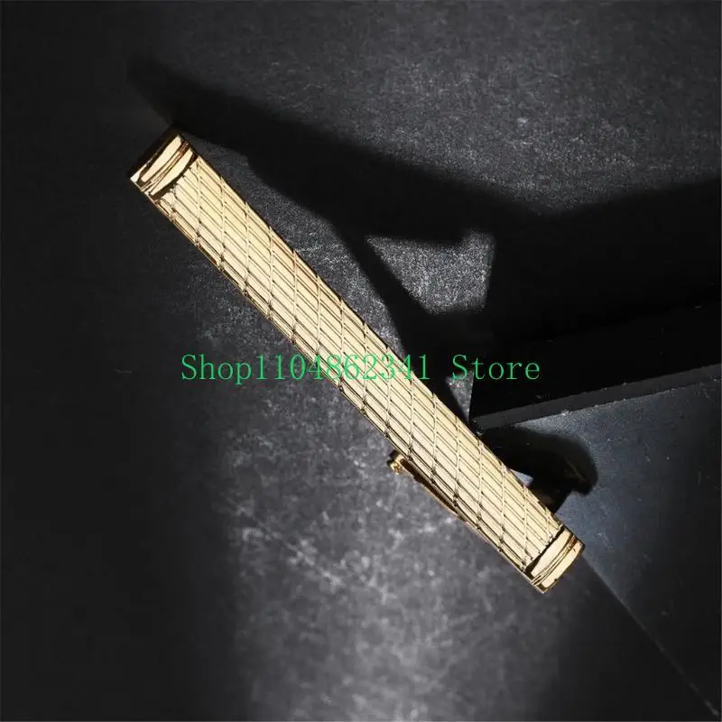 652F Engraved Alloy Tie Clip Men Wedding Necktie Clip Gentlemen Brass Golden Tie Clip