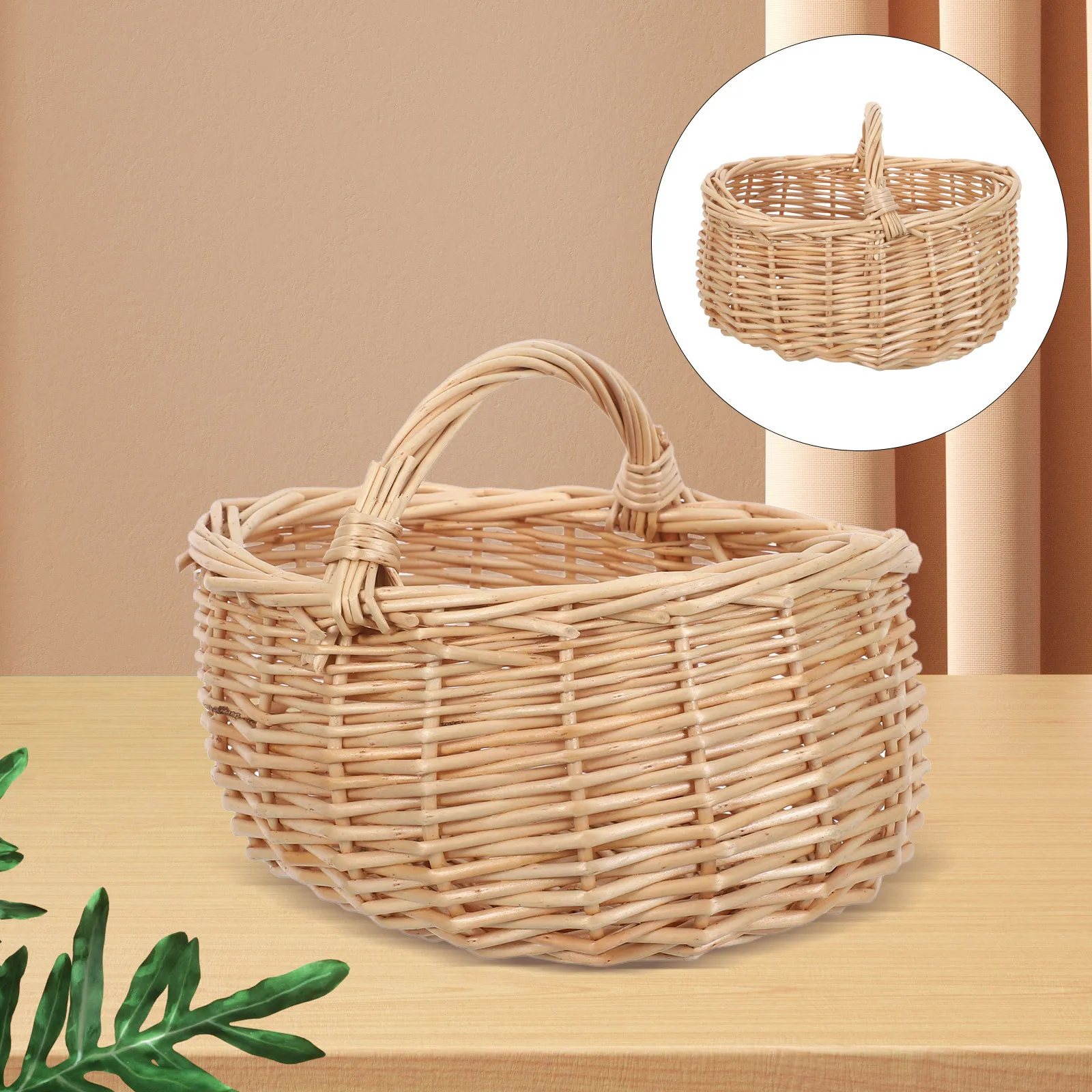

Oval Wicker Basket Small Willow Storage Organizer For Wedding Flower Picnic Home Decor Portable Basket With Handle