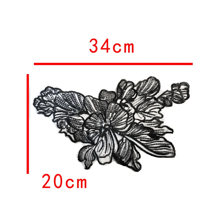 1 Piece Embroidery Black White Flower Lace Applique Patch For Wedding Decoration Repair