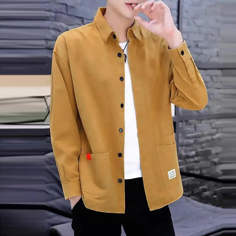 

Large Size Men's Work Shirt Long Sleeve Anti-Scald Wear-Resistant Construction Site Welder Workwear Casual Style Spring Summer