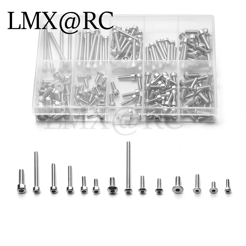 LMX RC 180pcs Stainless Steel Screw Kit for Traxxas Slash 4x4 Short Course Truck Rustler Axial Hsp Hpi Arrma Redcat Rc Truck