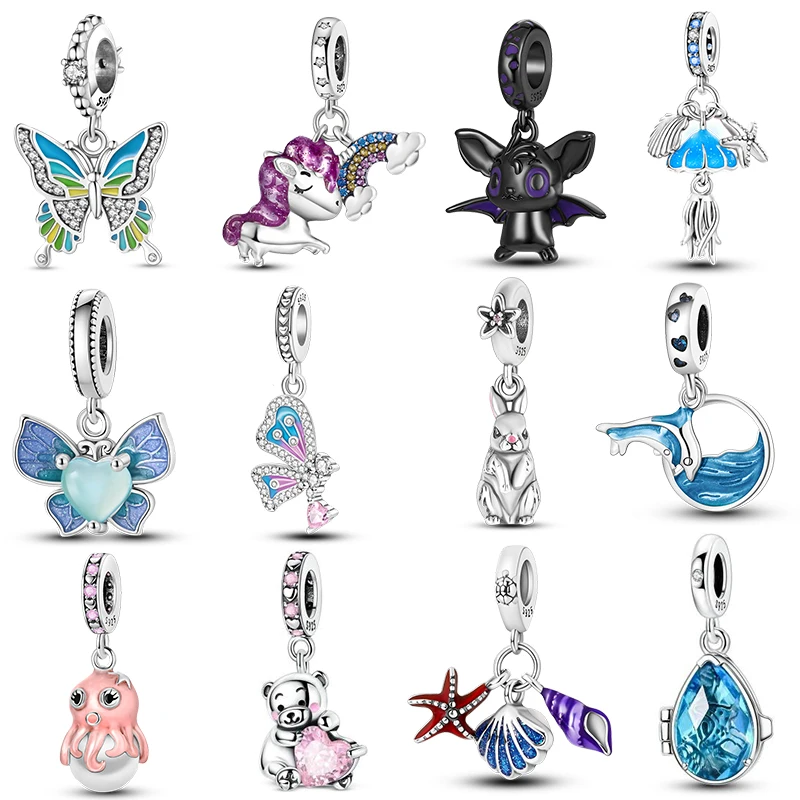Cuentas colgantes de plata 925 con diseño de Ángel Simple, adecuadas para pulsera Original de 3mm, collar, regalo de joyería exquisito de cumpleaños DIY