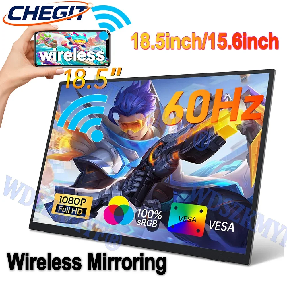 

18.5"/15.6" Wireless Portable Monitor FHD With 360° Rotation For Cell Phone PC Loptop Wired For XBox PS4 / 5 Switch Extension