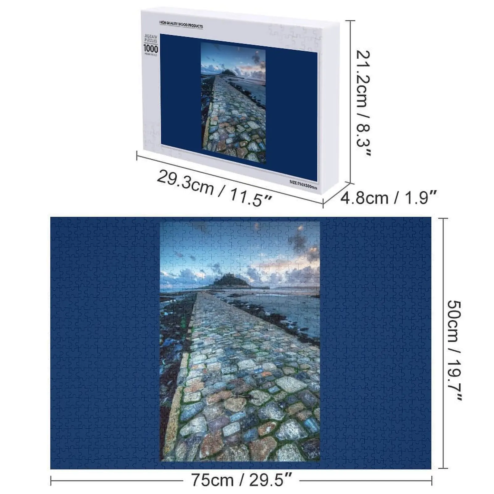 จิ๊กซอว์ คอร์เวย์ ทู สเตน ไมเคิลส์ มานท์ ประเทศคอร์นวอลล์ สหราชอาณาจักร ของเล่นแบบปรับแต่งได้ จิ๊กซอว์ไม้สำหรับเด็กและผู้ใหญ่