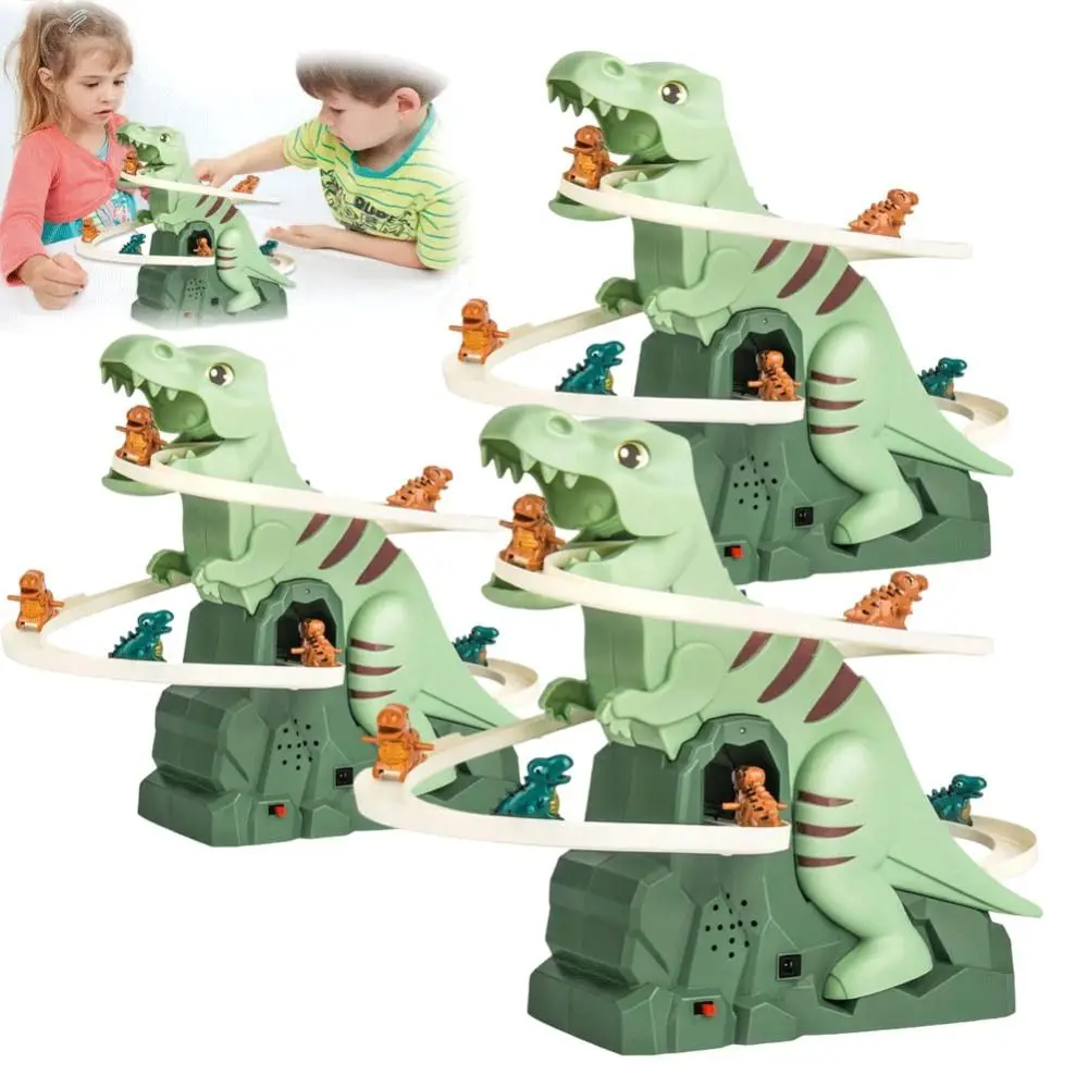 Novo dinossauro de plástico escada escalada brinquedo educacional quebra-cabeça playsets pista de corrida conjunto montanha-russa brinquedo para crianças