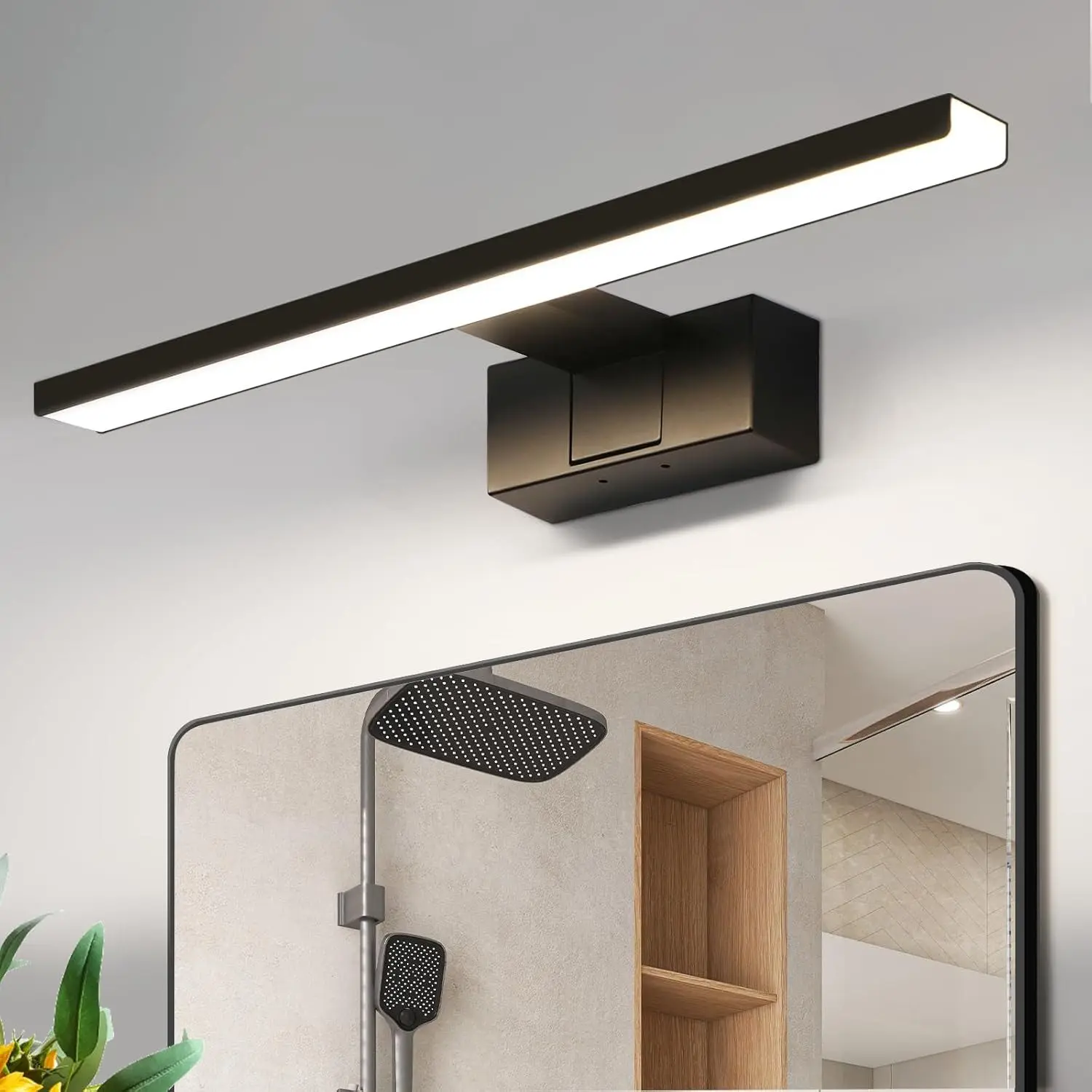 1-Kopfige 30CM Lange Schwarze LED-Spiegelleuchte, 4000K Neutralweiß, Moderner Stil, Einfach zu Installieren, Augenschonend für Schminktische