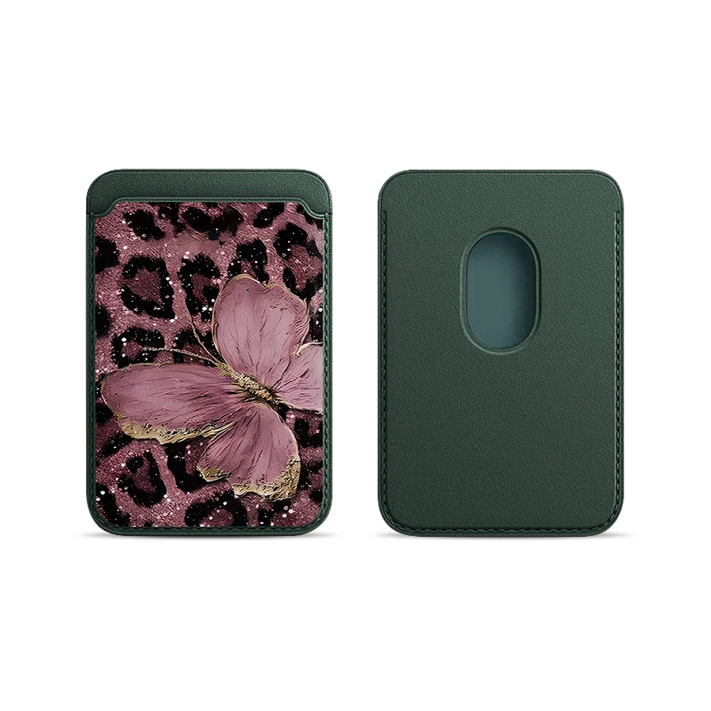 Leoparden-Schmetterling Leder-Kartenetui Handyhülle Kartenhalter für Magnetische Hülle Geeignet für alle iPhones mit Magsafe-Kartenfunktion – Detail 17