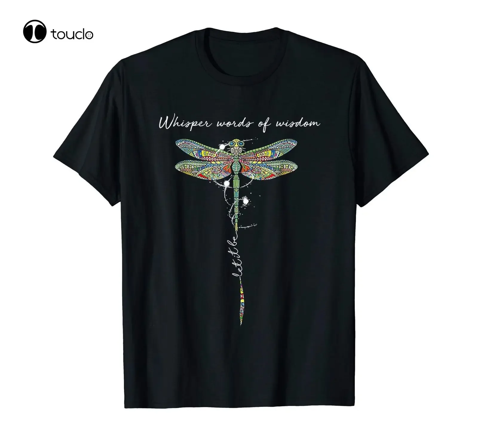 Whisper Words Of Wisdom Let It Be Dragonfly Black T-Shirt S-5XL white tshirts for mens cotton
