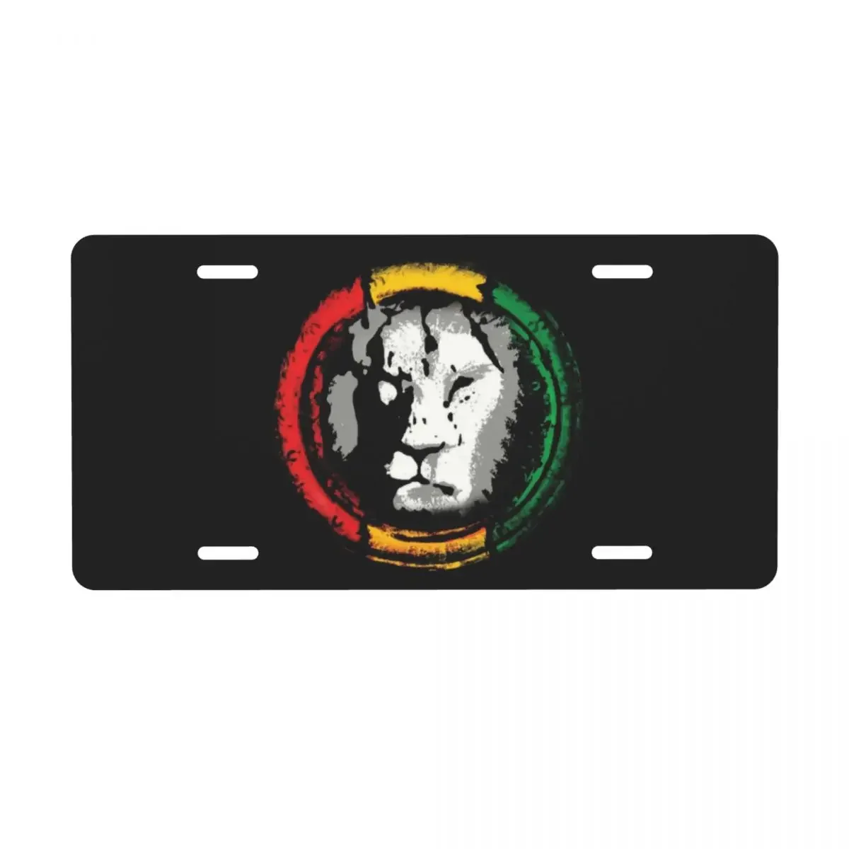 Rasta Reggae Lion License Plate Cool Jamaican Pride Decorative Car Front License Plate Aluminum Metal Sign Vanity Tag 12x6 Inch