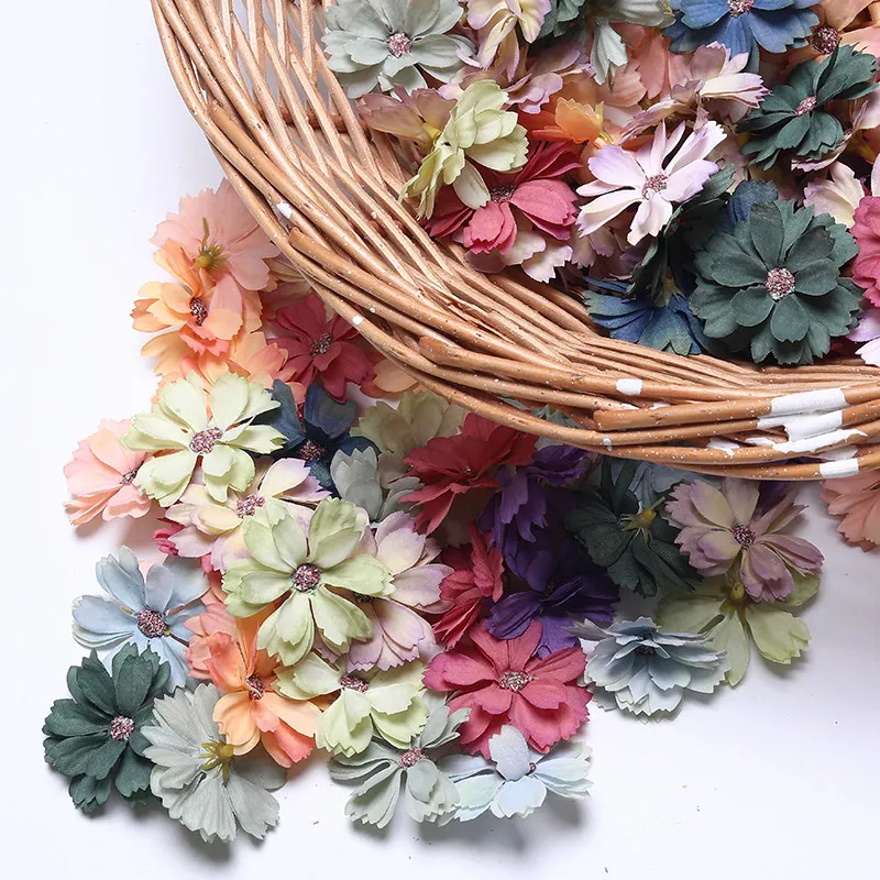100pcs/bag Simulated Flowers Diy Handmade Garland Material Silk Flower Wedding Decoration Flower Opera Head Artificial Flowers
