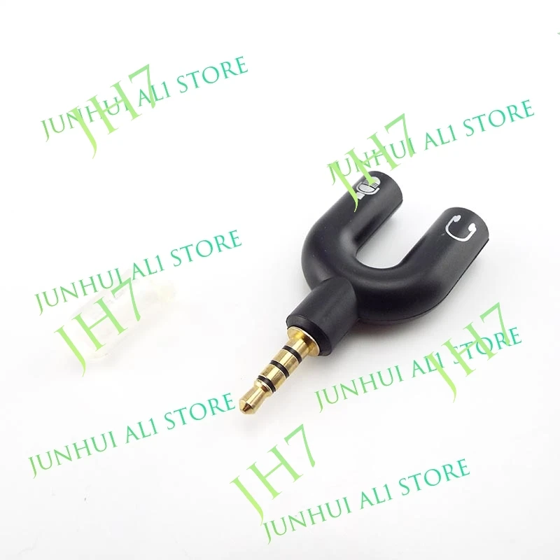 Earphone Connector 3.5mm Earphone Jack Splitter Adapter Portable U Shape 2 Female Stereo Splitter Black B1