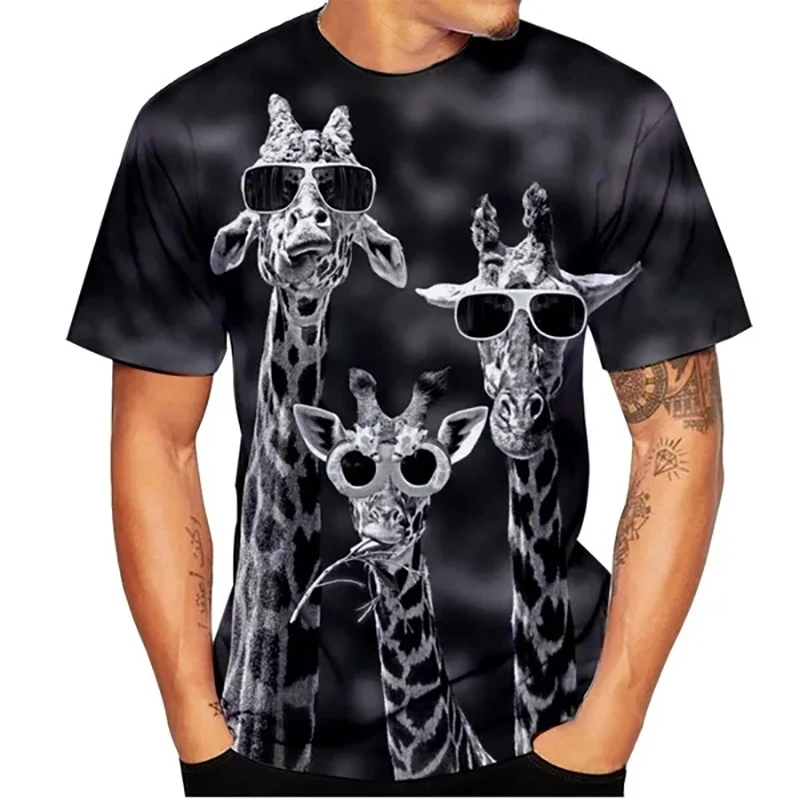 Funny Giraffe 3D Printed T-Shirts Men Women Casual Fashion Streetwear Oversized Short Sleeve T Shirt Kids Tees Tops Man Clothing