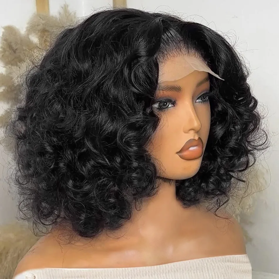 

Парик-каре 250% Body Wave HD Lace Frontal, короткий, из натуральных волос, без клея, волнистый, 13x4, с прозрачной кружевной передней частью, для женщин
