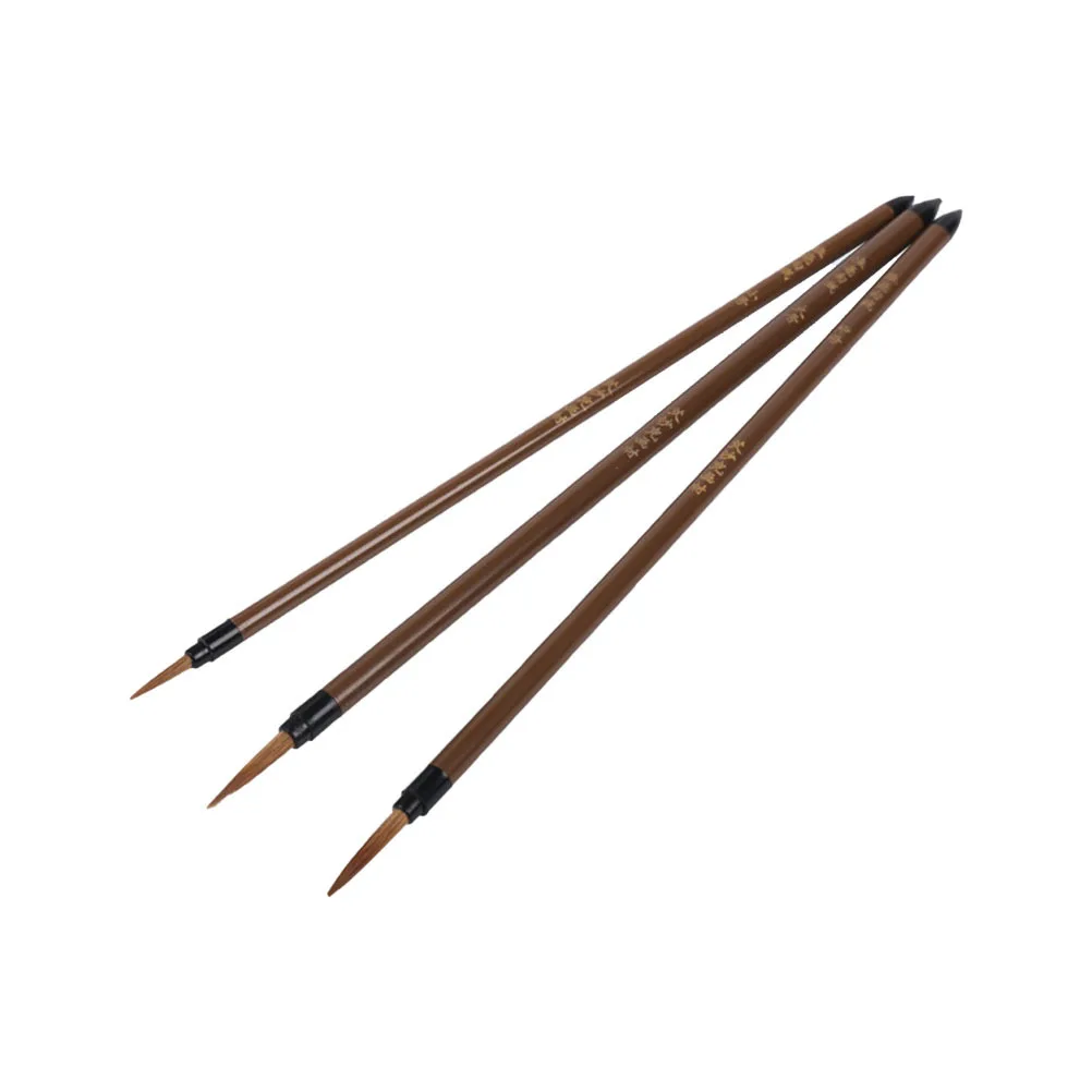 Stylos de doublure en poils de loup, 3 pièces, fournitures d'art pour dessin à pointe Fine pour croquis, peinture à l'aquarelle, brosse de détail, projets scolaires pour enfants