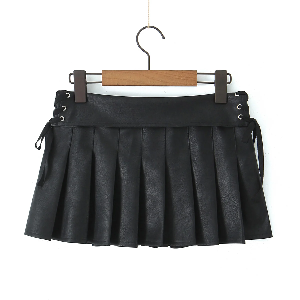 Mini skirts woman y2k clothes PU faux leather skirts for women black skirts korean fashion pleated high waisted skirt brown punk