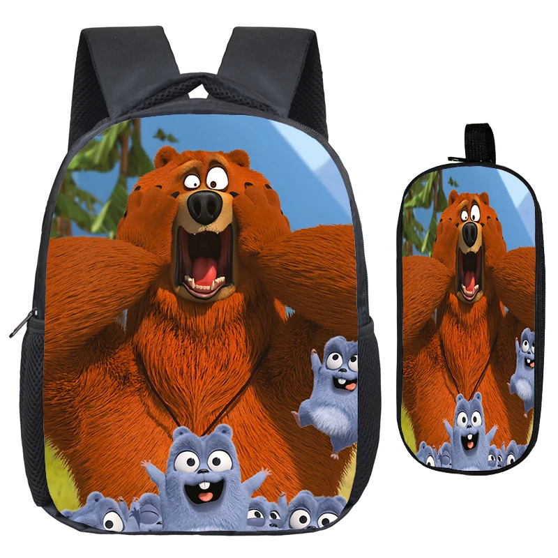 2pcs Cartoon Grizzy And The Lemmings Backpack Set Kids Boys Girls Anime Bookbag Kindergarten Toddler School Bags Pencil Case