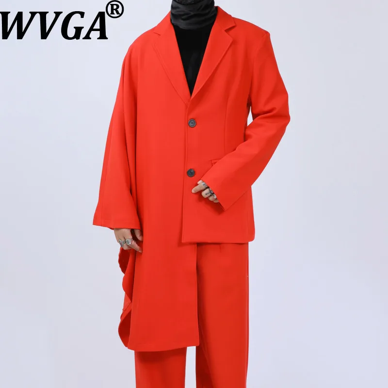 

WVGA Spring Autumn New Man Tide Dark Asymmetric Trendy Design Turn-Down Collar Suit Jackets Niche Chic Casual Blazers Ins W14648