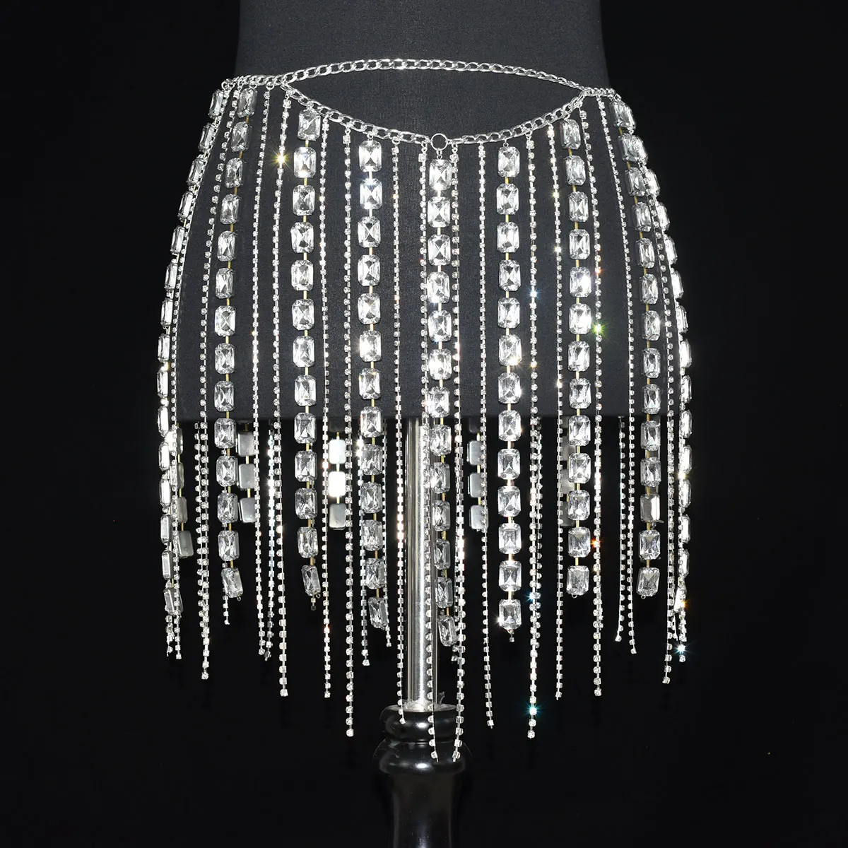 Festival Gifts Sexy Fashion Waist Chain For Lady Shiny Rhinestone Tassel Dress Body Jewelry Stage Performance Party Accessories