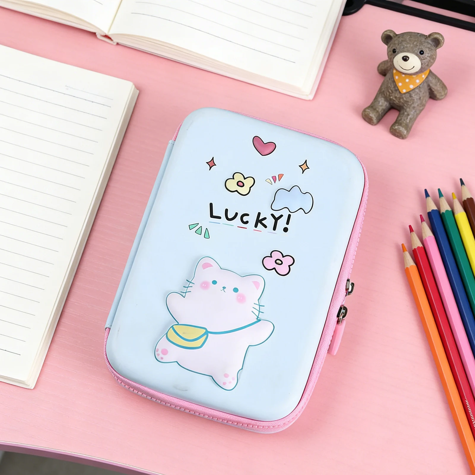 EVA Pencil Case Cartoon Design Large Capacity Student Pencil Box Wide Storage Soft Material School Supplies Gift for Kids