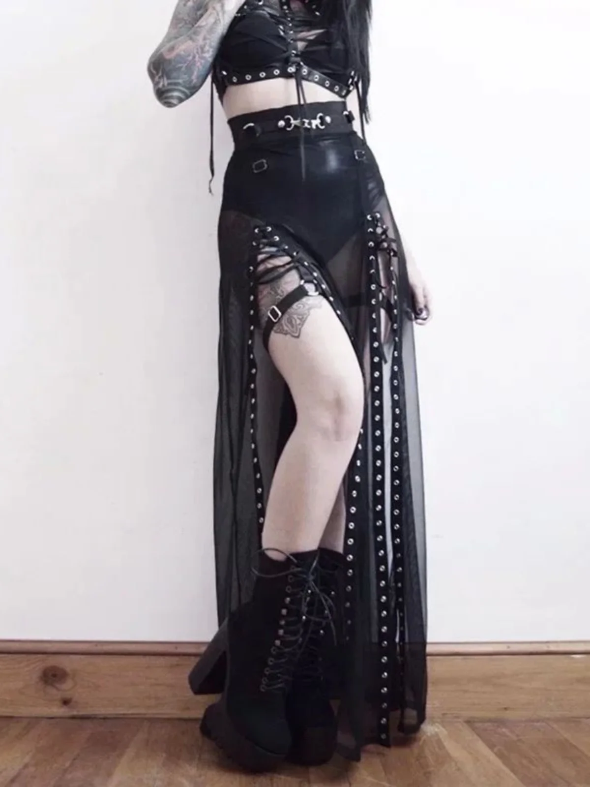 

Sexy Split Floor Length Me Skirt High Waist ort Skirt Alluring Transparent Design for Young Women Ages 8-24