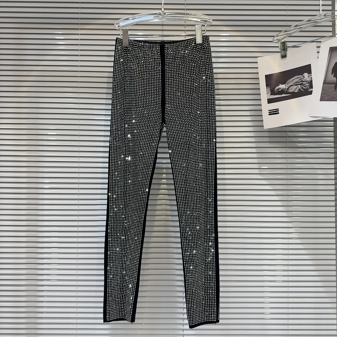 Dark Sexy Trendy Slim Fit Rhinestone Base Layer Pants for Women Autumn 2026 New Arrival Fashion plus Size Bottoms