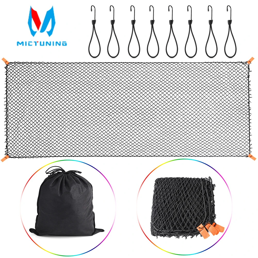 

MICTUNING Trailer Cargo Net Elastic Heavy Duty Bungee Cover Net Stretchable From 3.2' x 6.5' To 6.5' x 9.8' With 8 Metal Hooks