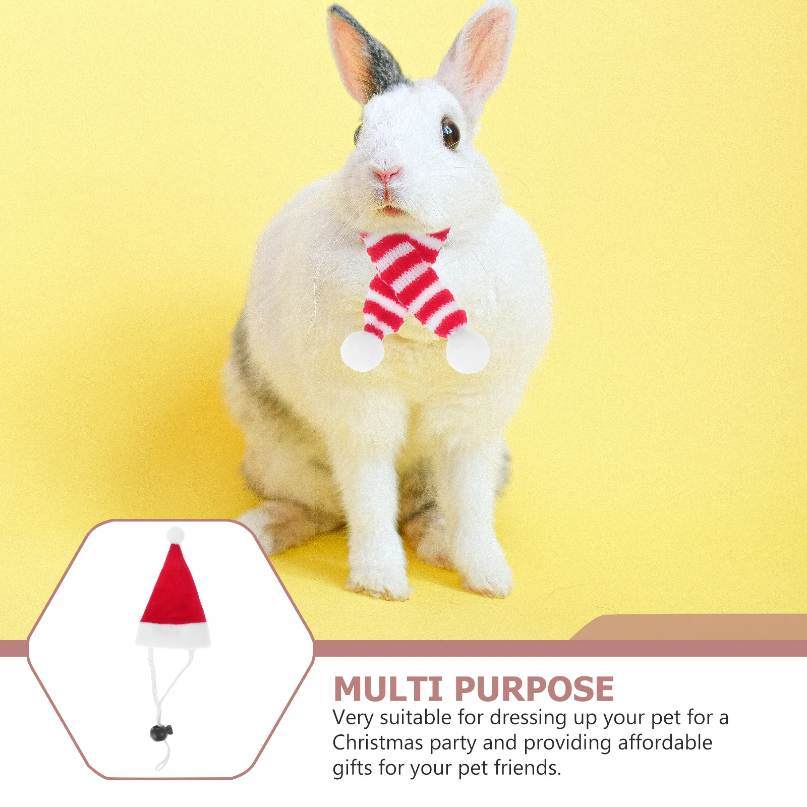 

4Pcs Pet Christmas Accessories Set Soft Compact Hat and Scarf Combo for Small Animals Holiday Photo Props Party Wear