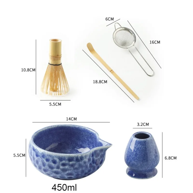 2026 4-piece Asian Zen Matcha Set Bamboo Egg Beater Teaspoon Ceramic Bowl, Teapot with Pot Spout, Kitchen Use Warm Home Gifts