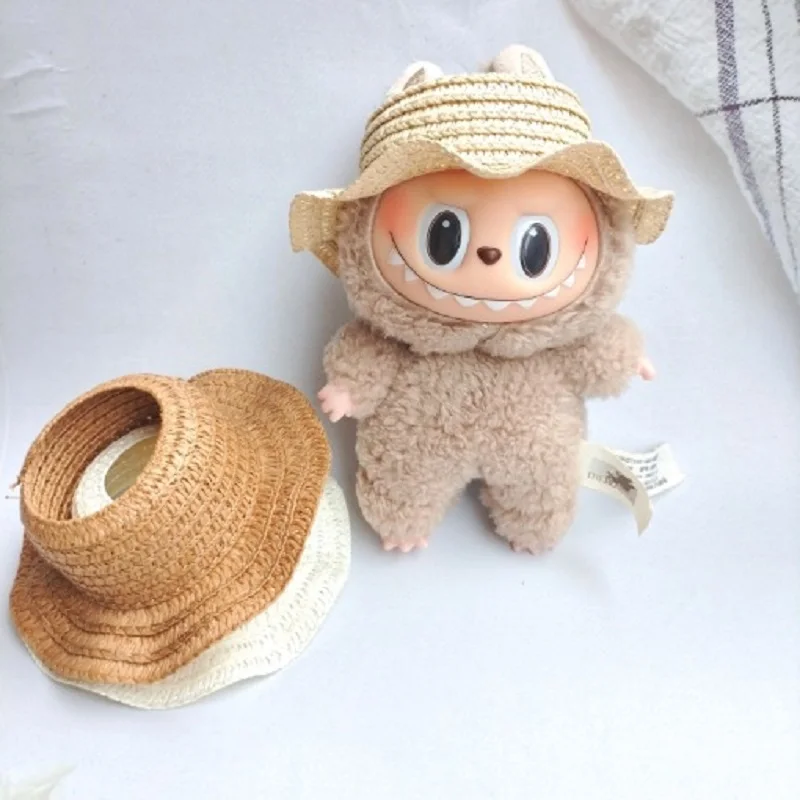 For Sitting Party Labubu Hat Open Top Straw Hat Woven Hat Labubu outfit Accessories