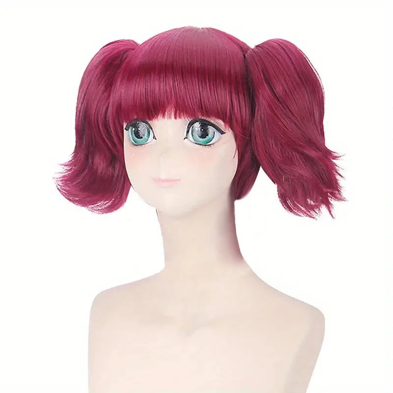 Meilin Cos Twintails Party Kleidung Zubehör Burgund Split Body Modellierung Kurzes Haar Anime Black Butler Maid Charakter Perücke